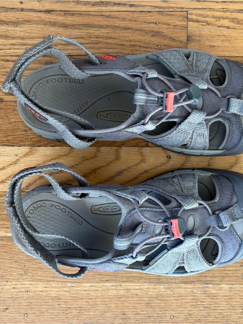 Keen Women's Gray Sandals with Coral Pull Tab